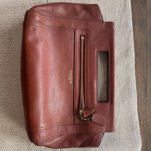 Brown Leather Coach Hand Bag - Large Clutch